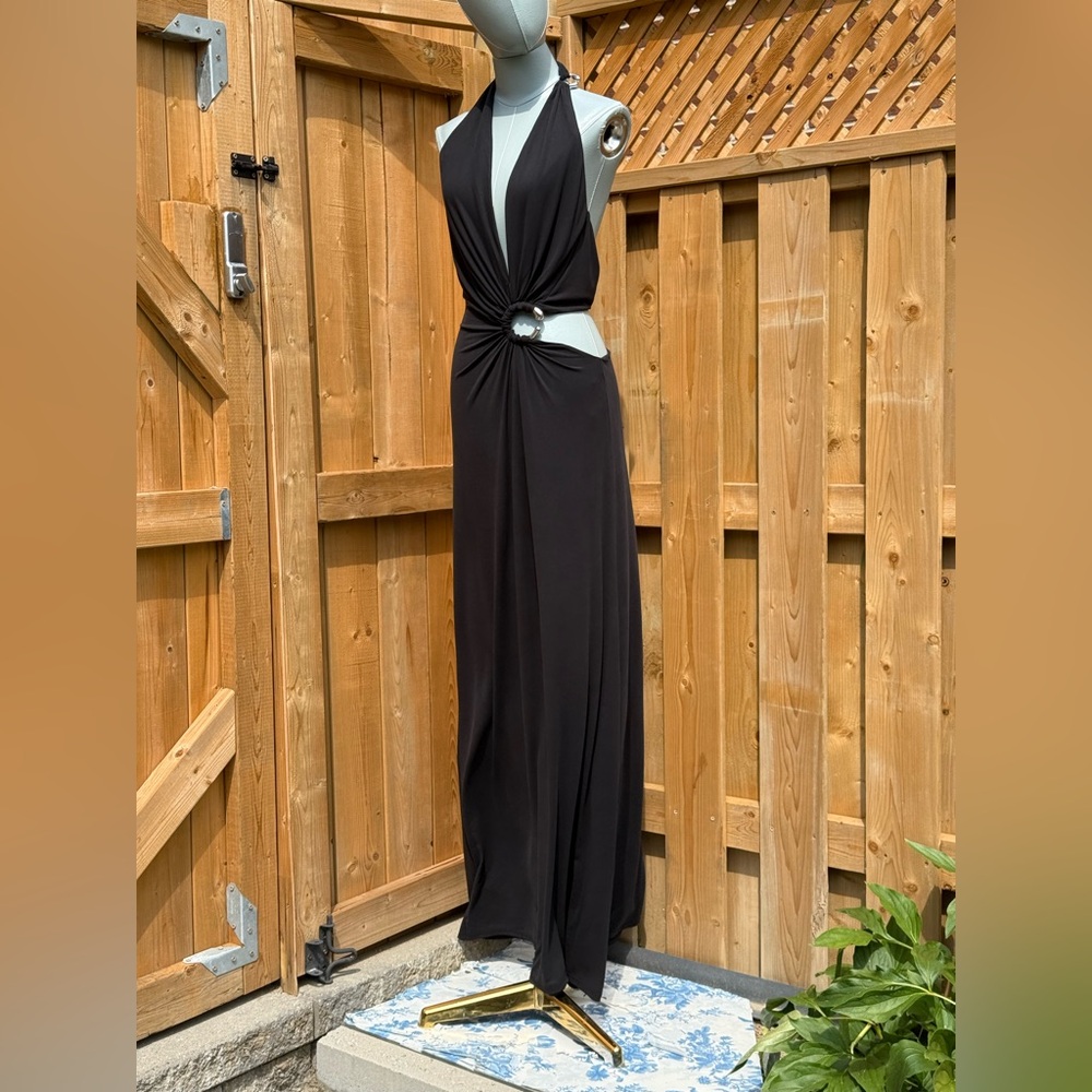 🆕 MISHA COLLECTION 🧿 NWOT The Devon Maxi Dress, Black Cupro-Jersey, Sz M US6 - Picture 3 of 16